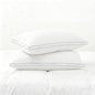 Feather Pillows Queen Size Set of 2 Goose Down Pillows with 100% Breathable Cotton Cover, Hotel Collection Bed Pillows for Sleeping, Soft Support for Back, Stomach and Side Sleepers