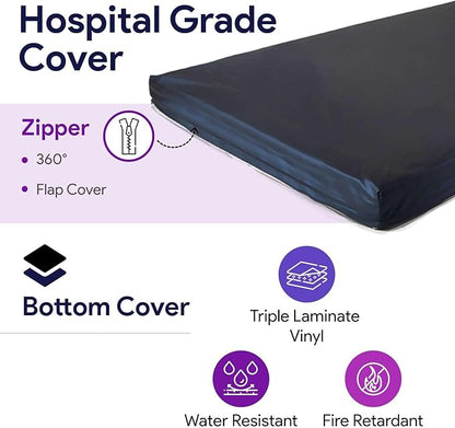 Memory Foam Hospital Bed Mattress - 36" x 80" x 6"- Gel Infused Pressure Redistribution - Ultra Breathable Treatment - Sloped Heel Hospital Bed Mattresses - Fluid Resistant Nylon Cover
