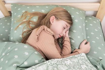 Beddy's Fantasy Woodland Girls Durable Zipper Bedding for Kids, Bed in a Bag, Green Sheets & Comforter with Animal & Woods Design, Includes Pillowcase & Pillow Sham Easy to Make & Wash