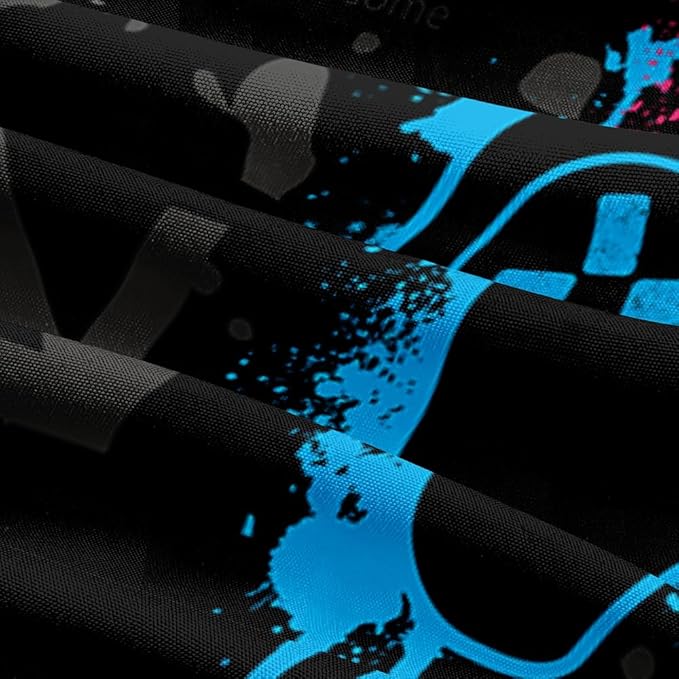 Twin Size Gaming Bedding Set - Duvet Cover & Comforter Cover with Pillowcases, Pink & Blue Gamepad Pattern on Black Background for Gamer Kids Room (Vibrant Gaming Vibe)