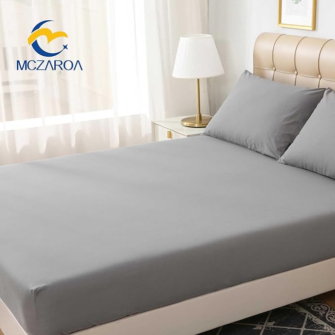 Grounding Sheets Queen, 12% Silver+88% Organic Cotton, Fitted Grounded Bed Sheet Deep Pocket for Improved Sleep & Wellness (Gray, Queen - 60"x80"x15")