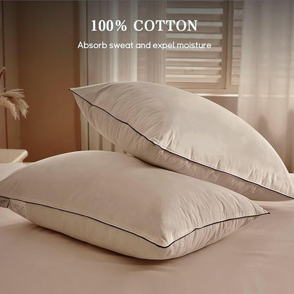 BHZ Goose Down Feather Pillows King Size Set of 4, Luxury Hotel Alternative Collection Bed Pillows for Sleeping Firm Soft Support for Side & Back Sleepers, White