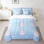 Feelyou Ballet Girls 7 Piece Bedding Set Queen Size Cute Ballet Girls Comforter Set with Sheets for Kids Girls Teens Toddler Dancing Girl Bed in a Bag Star Pattern Bed Set, Blue Pink