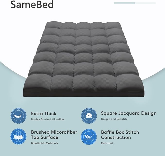 Mattress Topper Cal King,Extra Thick Mattress Pad Cover for Back Pain,Cooling Mattress Protector with 8-21 Inch Deep Pocket,Overfilled Down Alternative Filling,Grey