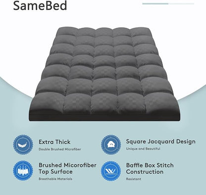 Mattress Topper Cal King,Extra Thick Mattress Pad Cover for Back Pain,Cooling Mattress Protector with 8-21 Inch Deep Pocket,Overfilled Down Alternative Filling,Grey