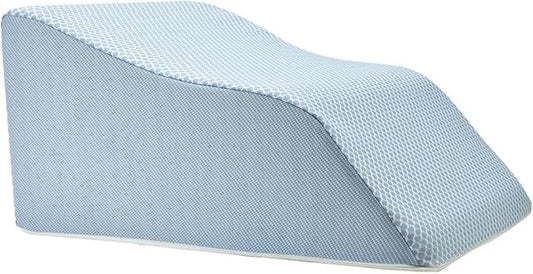 Lounge Doctor Elevating Leg Rest Wedge Pillow with Memory Foam, Light Blue, Small