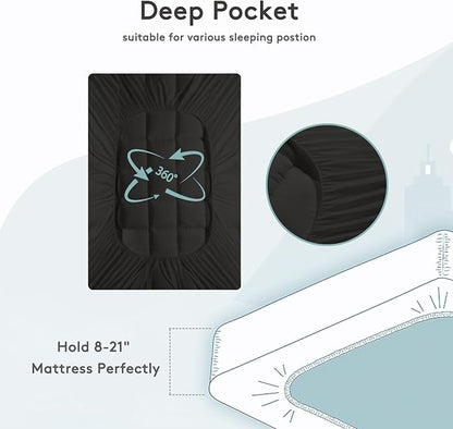 Mattress Topper Twin,Extra Thick Mattress Pad Cover for Back Pain,Cooling Mattress Protector with 8-21 Inch Deep Pocket,Overfilled Down Alternative Filling,Black
