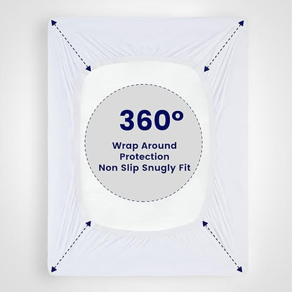 Sleep Zone Waterproof Pillow Top Mattress Topper King Size, Extra Firm and Fluffy for Hip Pain,Deep Pocket and Washable (White, King)