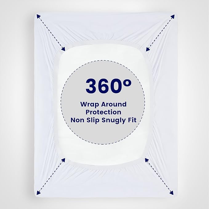 SLEEP ZONE Waterproof Mattress Topper Queen Size, Cooling Mattress Pad Cover for Hot Sleepers, Extra Thick Pillow Top with Deep Pocket (White, Queen)
