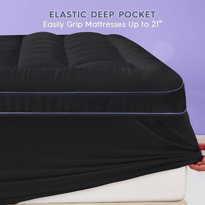 ABENE Twin XL 3 Inch Dual Layer Memory Foam Mattress Topper for College Dorm, 2 Inch Memory Foam Plus 1 Inch Pillowtop Mattress Pad with Deep Pocket, Soft Support for Pressure Relief, Black
