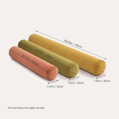 Long Round Body Pillow for Adults – Bolster Pillow for Bed, Cervical Roll Pillow, Firm Support for Sleeping,47.24 x 7.87 Inches,Golden Yellow