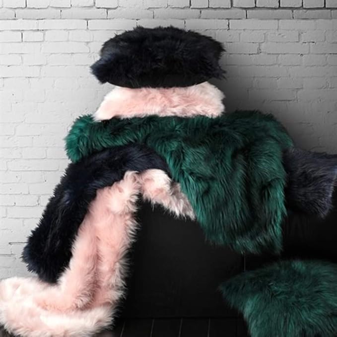 Pink Faux Fur Throw Blanket, Luxury Modern Blush Home Throw Blanket, Super Warm, Fuzzy, Elegant, Fluffy Thick Heavy Decoration Blanket Scarf for Sofa, Couch and Bed, 50''x 60''