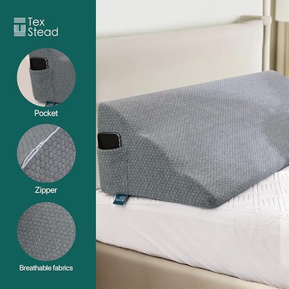 King Size Headboard Wedge Pillow with Washable Cover, Ergonomic Incline Memory Foam Cushion Reading Daybed Pillow for Back, Neck, Shoulder Support, Gray(76"x11.8"x19.68")