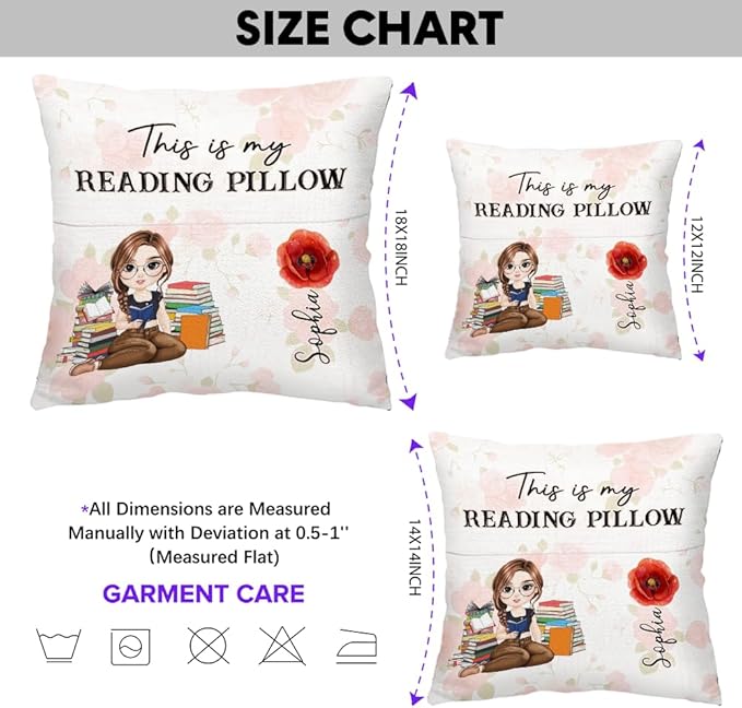 ENCYCOM Personalized Book Reading Pocket Pillow - Custom Reading Pillows with Name – Uniqua Gift for Bookworm Girls, Women Who Love Books, Perfect for Bed or Cozy Corner (Reading Pillow 07)