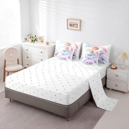 Feelyou Ballet Girls 7Piece Bedding Set King Size Cute Ballet Girls Comforter Set with Sheets for Kids Teens Toddler Dancing Girl Bed in a Bag Rainbow Bed Set