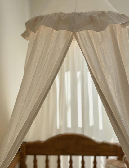 JIKAL Kids Bed Canopy with Ruffles Cotton Hanging Tent Frills Curtain Net for Baby Nursery Room Children Reading Nook Decor