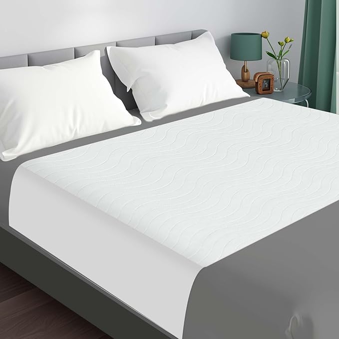 Bed Pads Washable Waterproof for Incontinence Adults, Reusable Wetting Pad Mattress Protector Underpads Tuckable Quick Dry, Fits Queen Size Bed, 36" x 60", White