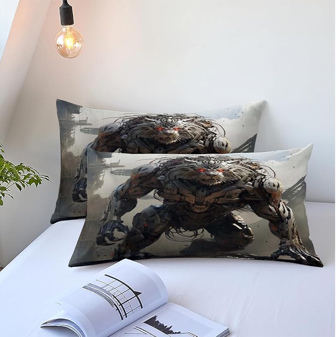 Cartoon Tiger Bed Sheets Twin Size with 1 Pillow Cases Standard Size, Fitted Flat Sheet for Kids Boys Teens Adult Bedroom Decor, Animal Bed Sheets Floral Petal Country Bedding Decor
