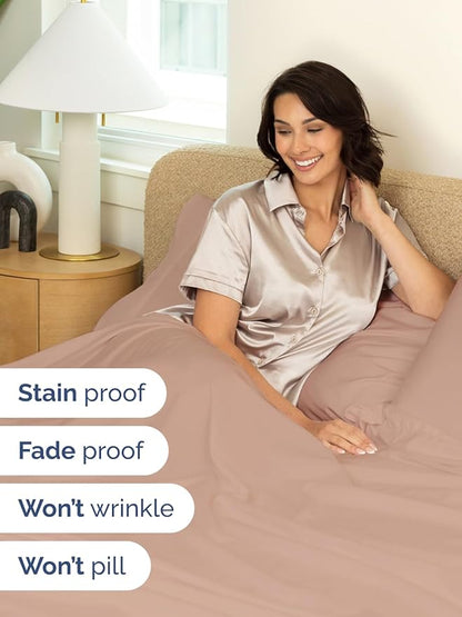 Extra Deep Cal King Sheet Set - 6 Piece Breathable & Cooling Sheets - Hotel Luxury Bed Sheets Set - Easy & Secure Fit - Soft, Wrinkle Free & Comfy Sheets Set - Mauve Sheet Set with Extra Deep Pockets