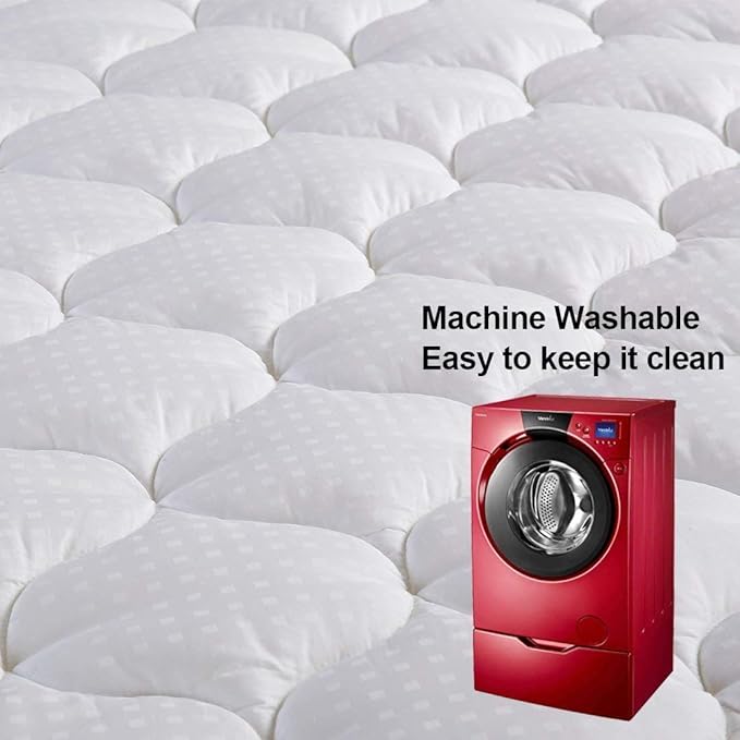 LEISURE TOWN King Mattress Pad Fitted Quilted Cotton Mattress Cover Cooling Soft Pillow Top Mattress Topper with Down Alternative Filling Mattress Protector with 8-21 Deep Pocket (78x80 White)