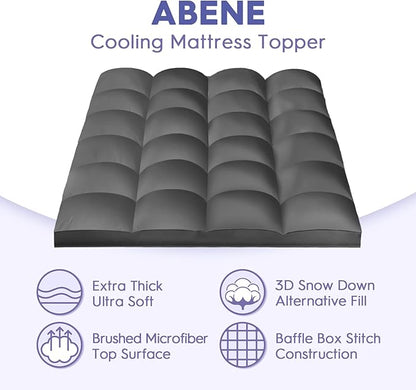 ABENE Mattress Topper for Back Pain Relief, Extra Thick Mattress Pad Pillowtop, Soft Mattress Protector Cover with 8"-21" Deep Pocket, Overfilled Down Alternative Filling (Gray, Full XL)