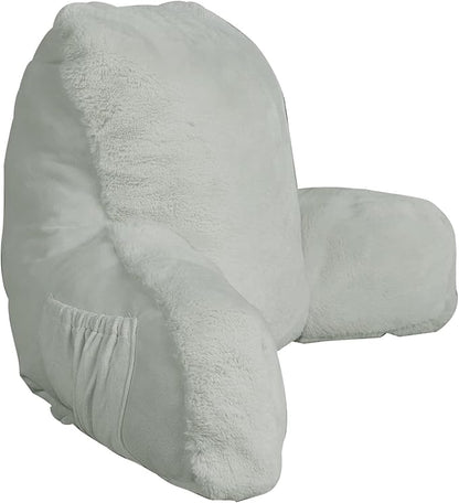 Home Soft Things Fox Faux Fur Bedrest Reading Pillow with Handle and Side Pocket, Backrest Armrest Pillow Back Support for Sitting up in Bed, 20" x 18" x 17", Moonstruck