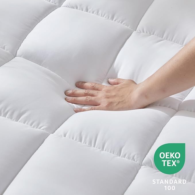 CozyLux California King Size Mattress Pad Pillow Top Cotton Cooling Mattress Topper 8-21" Deep Pocket Mattress Cover Quilted Fitted Cooling 450GSM Mattress Protector (72x84 inch,White)