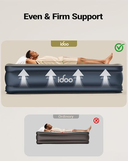 iDOO Twin XL Air Mattress Built in Pump, Upgraded Inflatable Blow up Mattress, 2-Min Twin Size Air Mattress for Home Guest, 80'' Extra Long Air Bed with Carry Bag, Colchon Inflable