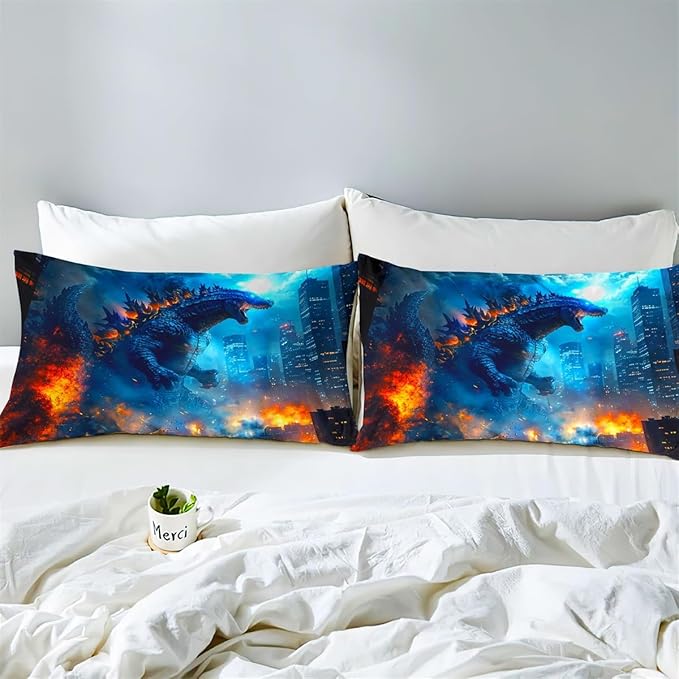 Duvet Cover Set Twin Size Dinosaur Comforter Cover Boys Bedding Set 3D Kids Bedroom Gift 1 Piece Duvet Cover 2 Pieces Pillow Shames No Comforter (Dino39, Twin)