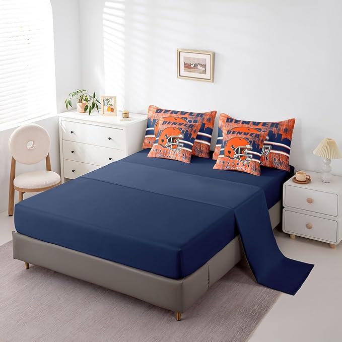 Erosebridal Football Bedding Set Full Size Boys Girls Bed in A Bag,Gridiron Gifts for Sports Fans Women Men Seasonal Color City Comforter Sets with Sheets Rugby Sports Bed Set