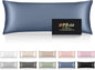 Silk Body Pillow Cases, Mulberry Silk Body Pillow Cover with Zipper, Smooth, Anti Acne, Cooling Sleep Both Sides Natural Silk Satin 20x54 Body Pillowcase, Gifts for Women Men, Ash Blue