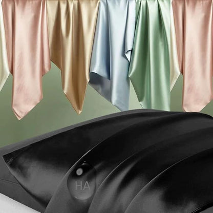 Silk Pillowcase 2 Pack, Natural Mulberry Silk Pillow Cases, Silk Pillowcase for Hair and Skin, King Size Satin Pillowcase Set of 2 with Zipper, Gifts for Sleeping Women, Black