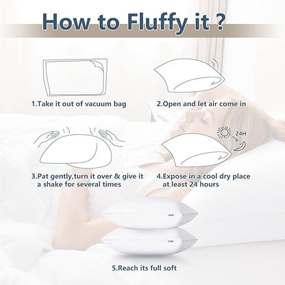 CozyLux Pillows Queen Size Set of 2, Hotel Quality Bed Pillows for Sleeping 2 Pack, Cooling Pillows for Side Back and Stomach Sleepers, Down Alternative Luxury Soft Supportive Fluffy Pillows (18x28)
