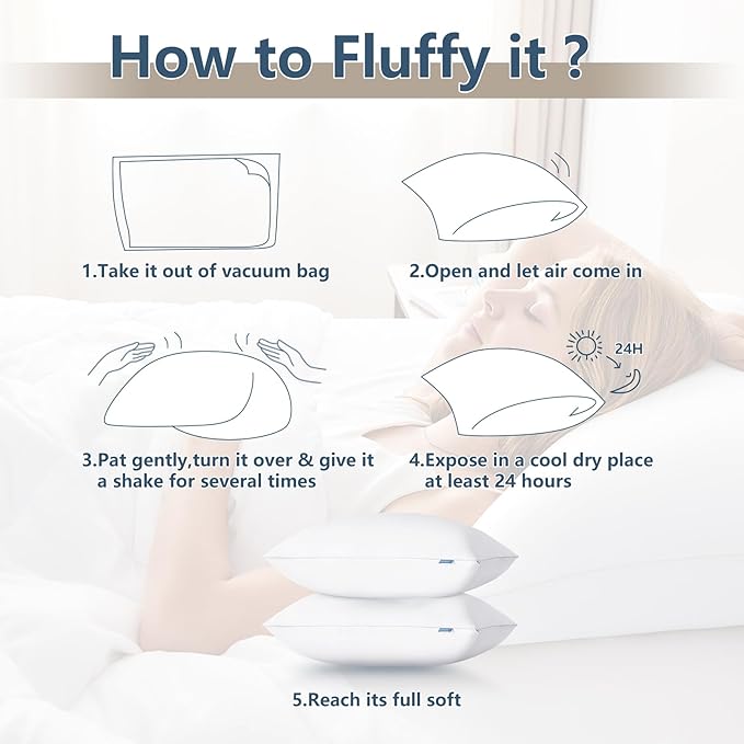 CozyLux Pillows Standard Size Set of 2, Hotel Quality Bed Pillows for Sleeping 2 Pack, Cooling Pillows for Side Back and Stomach Sleepers, Down Alternative Luxury Soft Supportive Pillows (18x26)