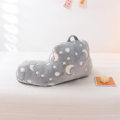 Meeting Story Glow in The Dark Star Moon Luminous Reading Pillows Sparkling with Arms Back Pillow for Bed, Bed Rest Pillow for Adults Teens, Kids, (Grey)