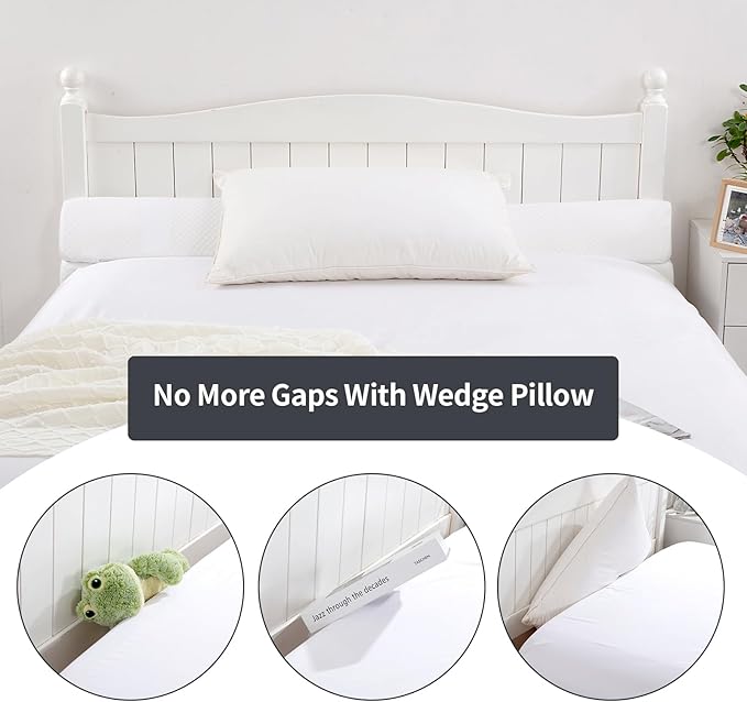 MABOZOO Pillow Wedge for Headboard Gap,White Bed Wedge Gap Filler King Size,Foldable Bed Wedge Pillow for Headboard,Foam Mattress Gap Filler,76"x6"x6"