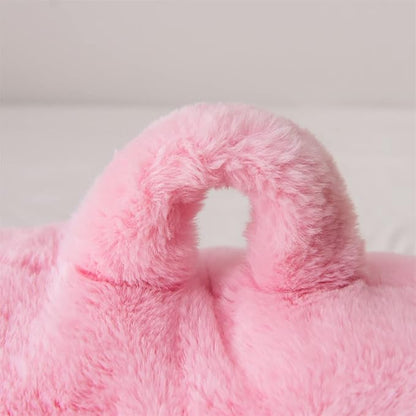 Holawakaka Large Faux Fur Bed Rest Pillow with Arms,Rabbit Fur Reading Pillows Perfect for Adults Men Women, Arm, Back, Pregnancy Lumbar & Head Neck Coccyx Lower Back Support Cushion (Pink)