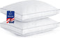 puredown® Made in USA Goose Feather Down Gusseted Pillows,100% Cotton Cover, Pillows Queen Size Set of 2, Hotel Pillow Luxury Gusseted Bed Pillows for Sleeping