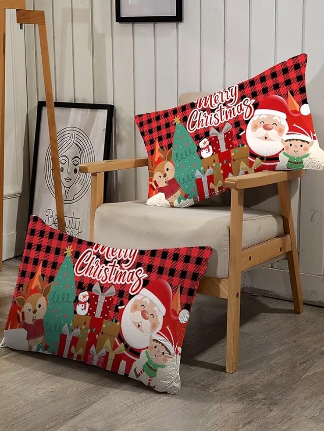 Christmas Comforter Set Full Size Red Plaid Bedding Sets Xmas Gift Christmas Themed Festival Winter Quilt Set,1 Comforter + 2 Pillow Cases