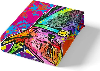 Castle Fairy Colorful Horse Duvet Cover Set Queen Size,Modern Abstract Graffiti Bedding Set 3pcs for Kids Girls Boys Room Decor,Boho Exotic Art Comforter Cover Wild Animals Quilt Cover,2 Pillowcases
