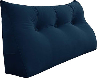 Large Rest Reading Wedge Pillows Triangular Bed Support Bolster Upholstered Headboard Backrest Positioning Lumbar Cushion with Removable Cover, Full: 54x8x20 Inches