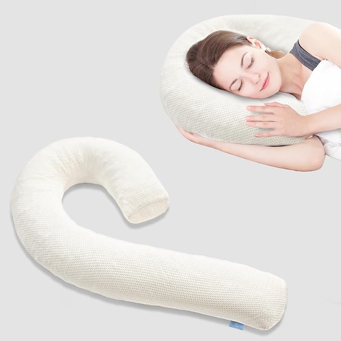 Body Pillow Cover Fabric, Long Pillow Case Breathable & Skin-Friendly, Swan Shaped - Beige, 1Pack (49x26 inch)