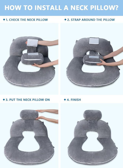INSEN Reading Pillow, Back Pillow for Sitting in Bed and Couch, Gaming Pillow for Adults, Sit Up Support for Bed (Grey, Upgraded)