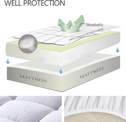 EASELAND RV King Mattress Pad Pillow Top Mattress Cover Quilted Fitted Mattress Protector Cotton Top 8-21" Deep Pocket Cooling Mattress Topper (72x80 Inches, White)