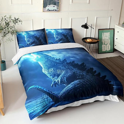 Duvet Cover Set Boys Twin Size Dinosaur Comforter Cover Bedding Set 3D for Men 1 Piece Quilt Cover 2 Pieces Pillow Shames No Comforter (Dino36, Twin)