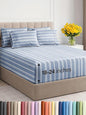 Extra Deep King Sheet Set - 6 Piece Breathable and Cooling Sheets - Hotel Luxury Bed Sheets Set - Easy Fit - Soft, Wrinkle Free and Comfy Sheets Set - Blue Striped Sheet Set with Extra Deep Pockets