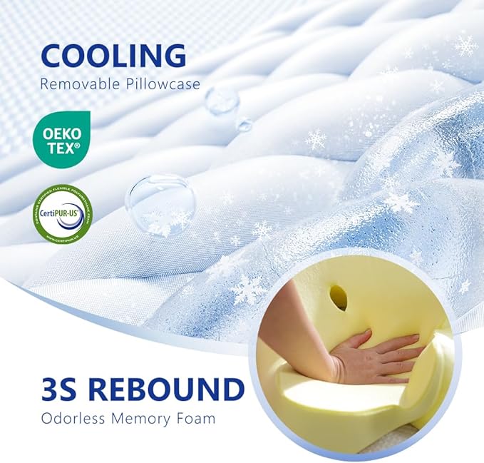 Cervical Neck Pillow for Neck Pain Relief and Sleeping, Memory Foam Pillow with Breathable Pillowcase, Ergonomic Contour Neck Support Pillow for Side, Back, Stomach Sleepers