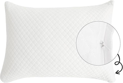 WELLCO Extra Firm Pillow Standard Size 26 x 18 inch, Bed Pillow with Adjustable Insert and 1 Cooling Pillowcase, Not Only Provides Stronger Support But Aslo Comfortable