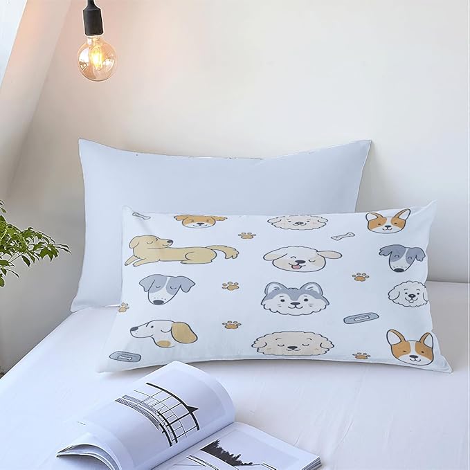 Blue Dog Duvet Cover Sets Queen Size for Kids Boys Girls, Cute Cartoon Comforter Cover with 1 Duvet Cover 69x90 Inches and 1 Pillowcase 20x26 Inches (Queen,No Comforter)
