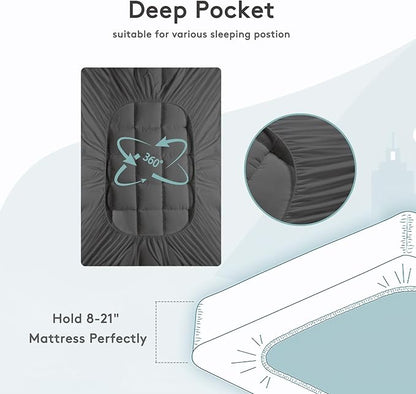 Mattress Topper Full XL,Extra Thick Mattress Pad Cover for Back Pain,Cooling Mattress Protector with 8-21 Inch Deep Pocket,Overfilled Down Alternative Filling,Grey